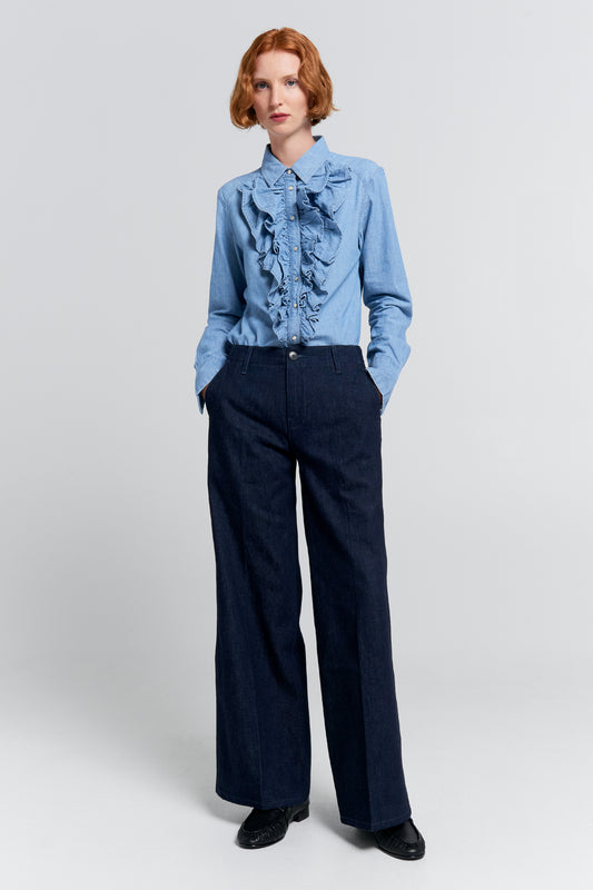 Stem Flare Trouser Blue Lagoon Wash