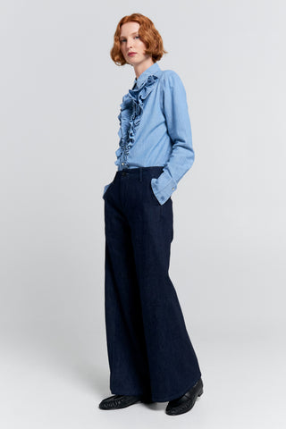 Stem Flare Trouser Blue Lagoon Wash