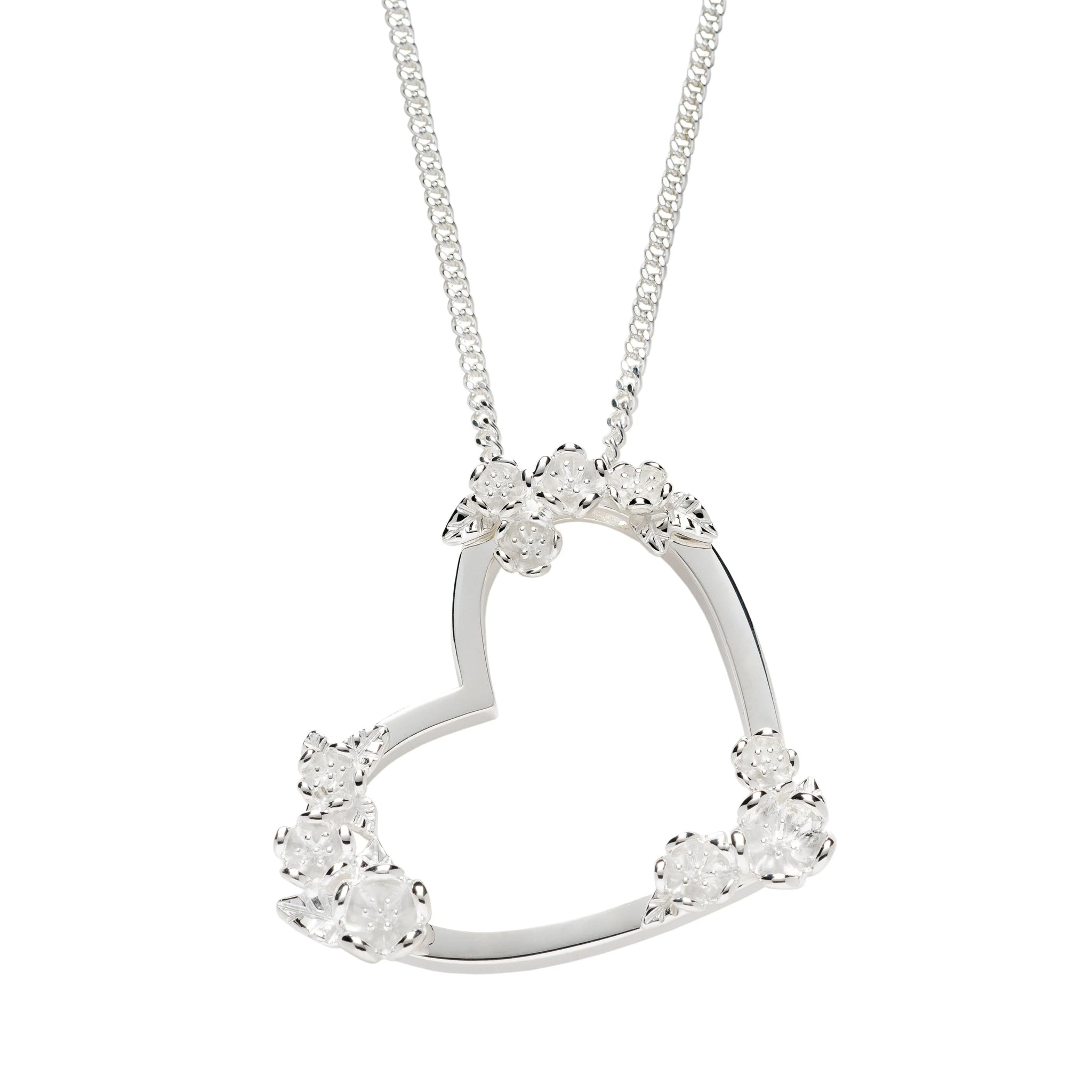 Botanical Heart Necklace Silver