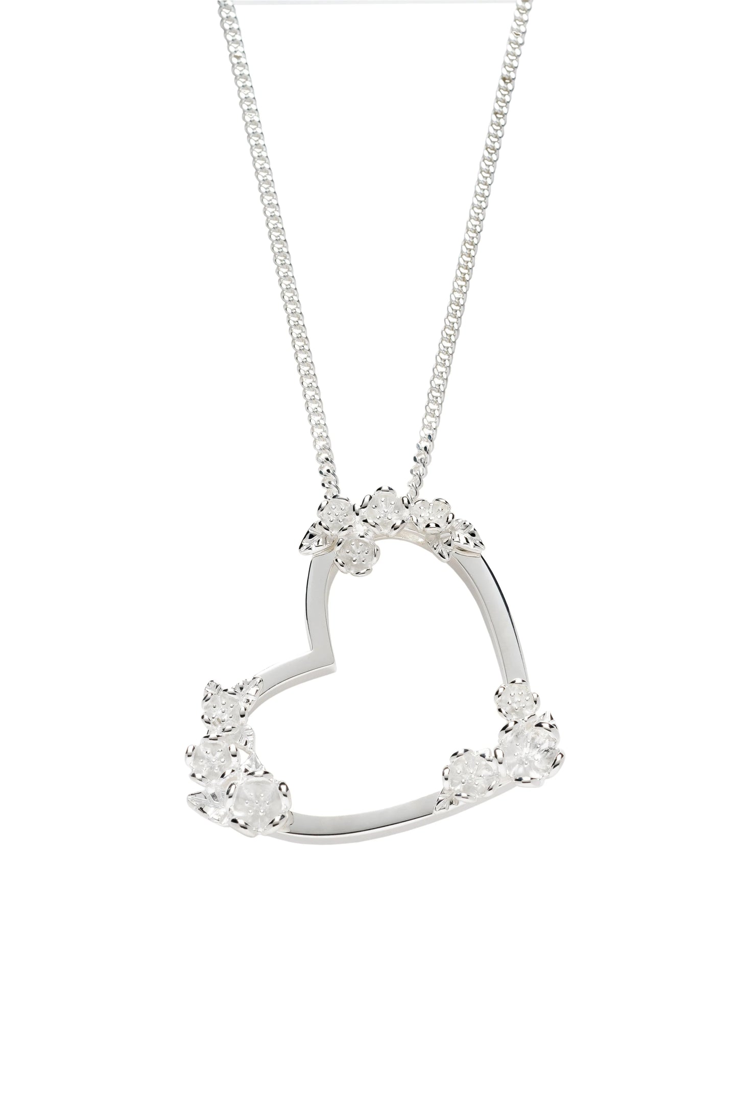 Botanical Heart Necklace Silver