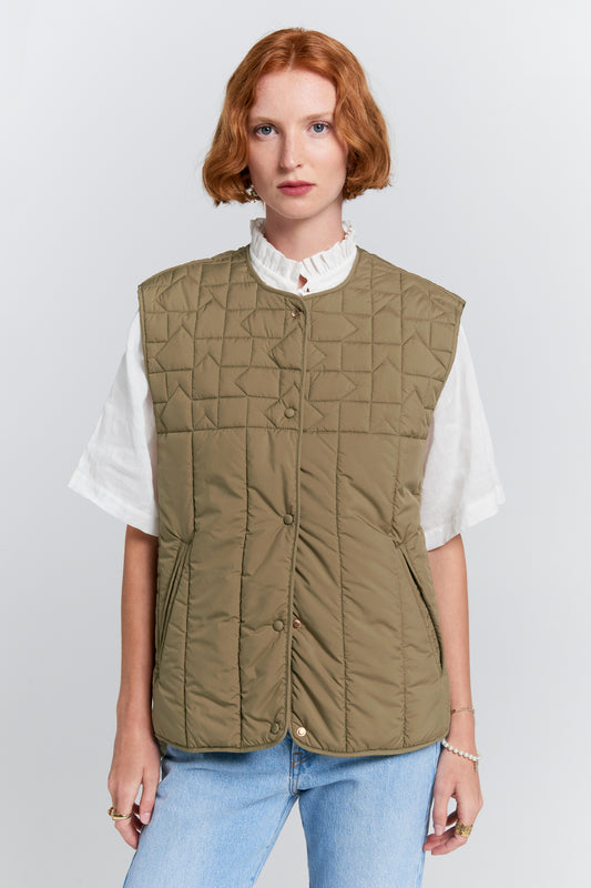 Quilted Voyager Vest Herb Green