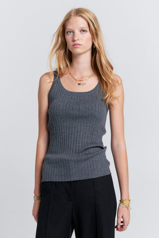 Lily Cashmere Singlet Charcoal Marle