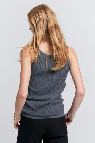 Lily Cashmere Singlet Charcoal Marle