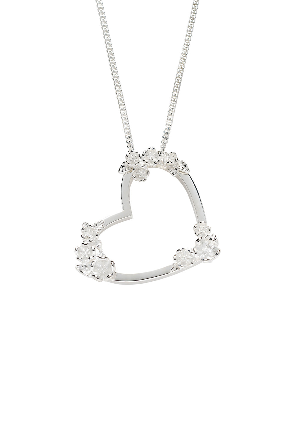 Botanical Heart Necklace Silver