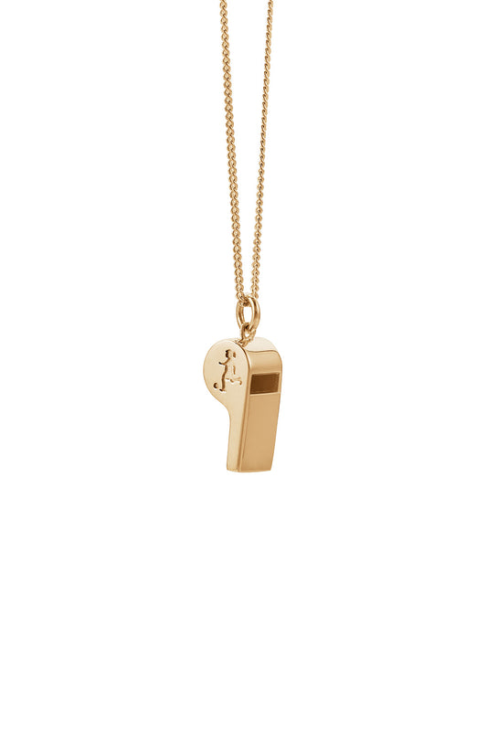 Runaway Soccer Girl Whistle Necklace Gold