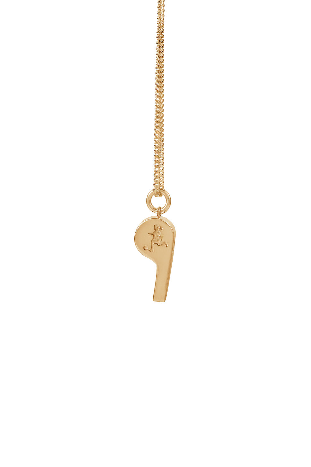 Runaway Soccer Girl Whistle Necklace Gold