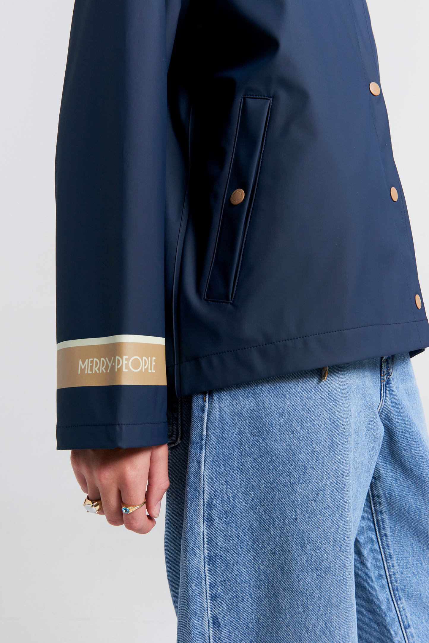 Rain Jacket French Navy/Tan