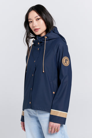 Rain Jacket French Navy/Tan