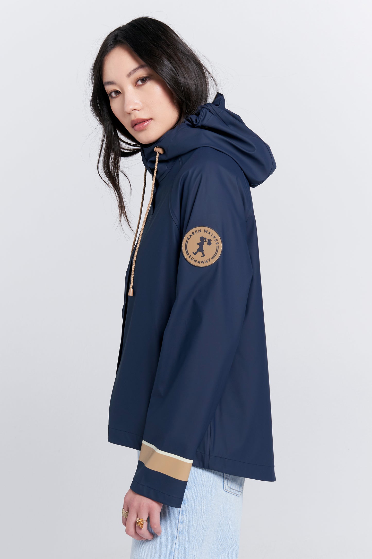 Rain Jacket French Navy/Tan