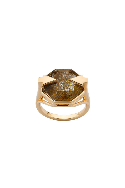 Astrid Ring Rutilated Quartz Gold