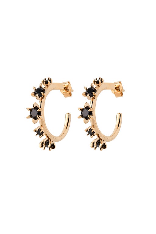 Baroque Earrings Gold-Plated Onyx