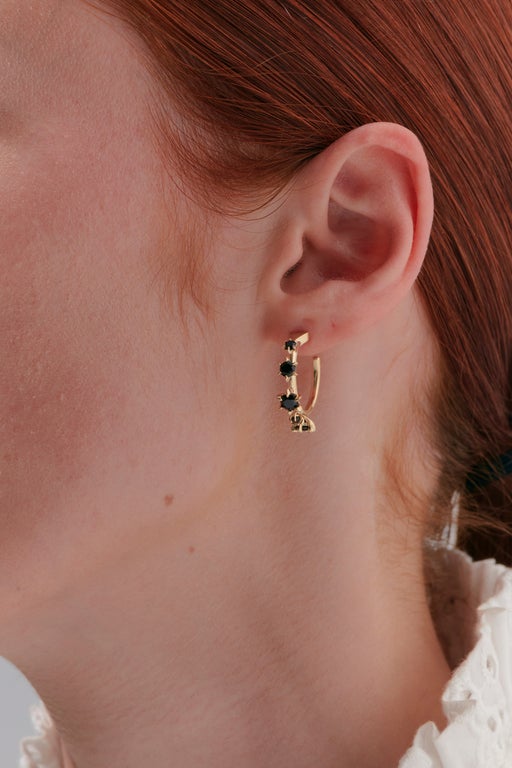 Baroque Earrings Gold-Plated Onyx