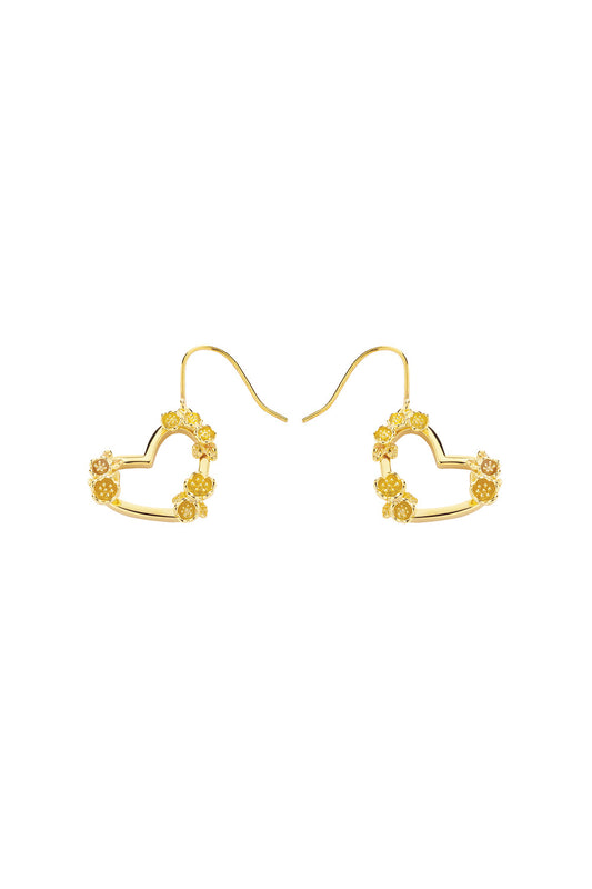 Botanical Heart Earrings Gold