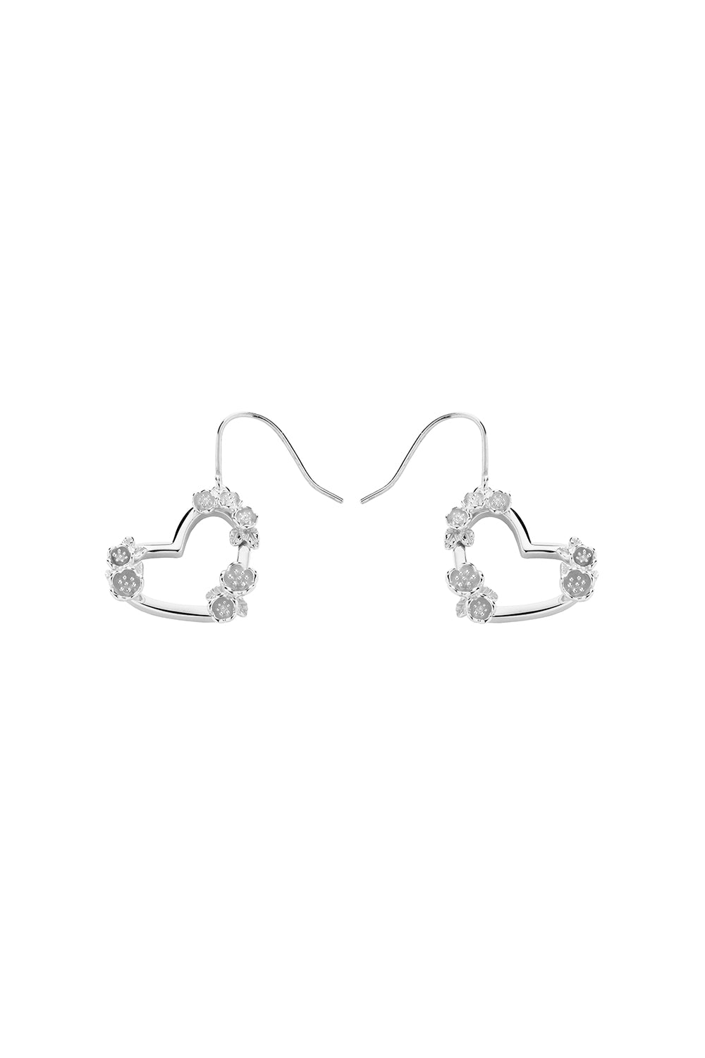 Botanical Heart Earrings Silver