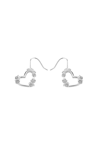 Botanical Heart Earrings Silver