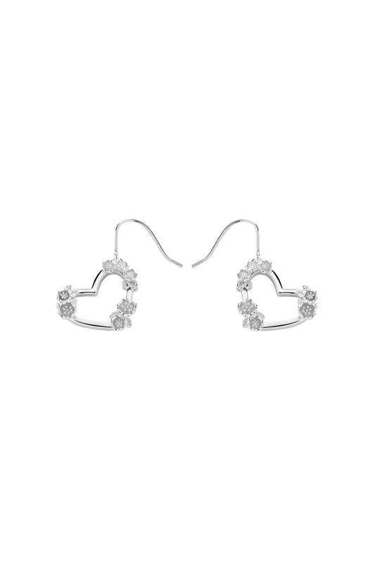 Botanical Heart Earrings Silver