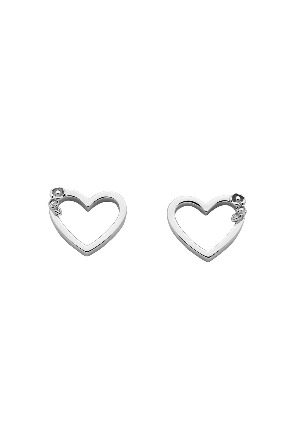 Botanical Heart Studs Silver