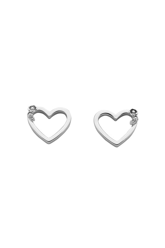 Botanical Heart Studs Silver