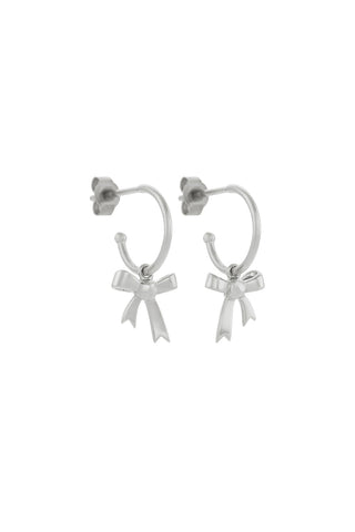 Bow Hoop Earrings Silver