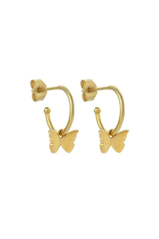 Butterfly Hoop Earrings Gold