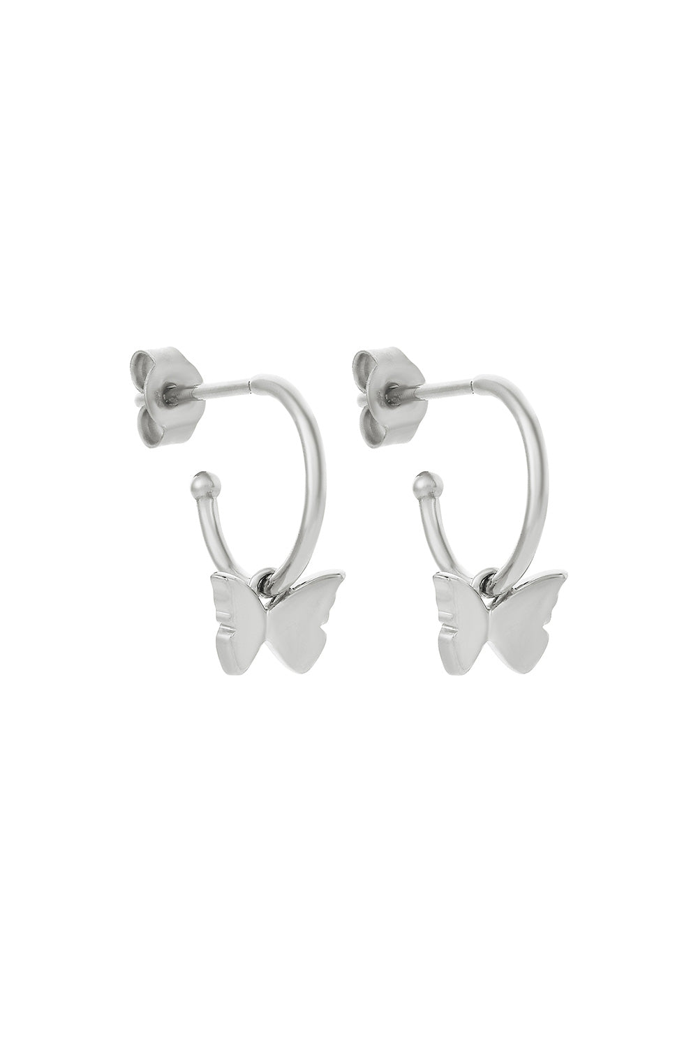 Butterfly Hoop Earrings Silver