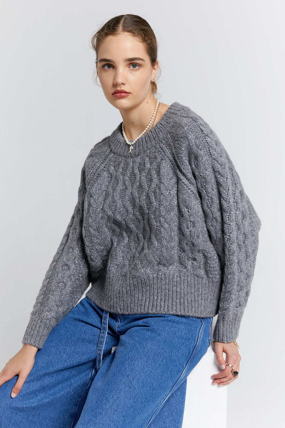 Cable Knit Cropped Sweater