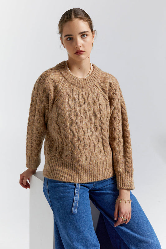 Cable Knit Cropped Sweater