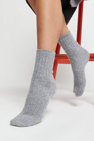 100% Cashmere Rib Socks