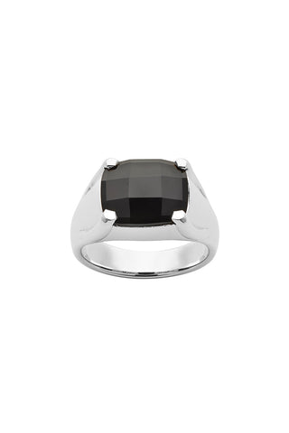 Chequerboard Ring 12 x 10mm Silver & Onyx