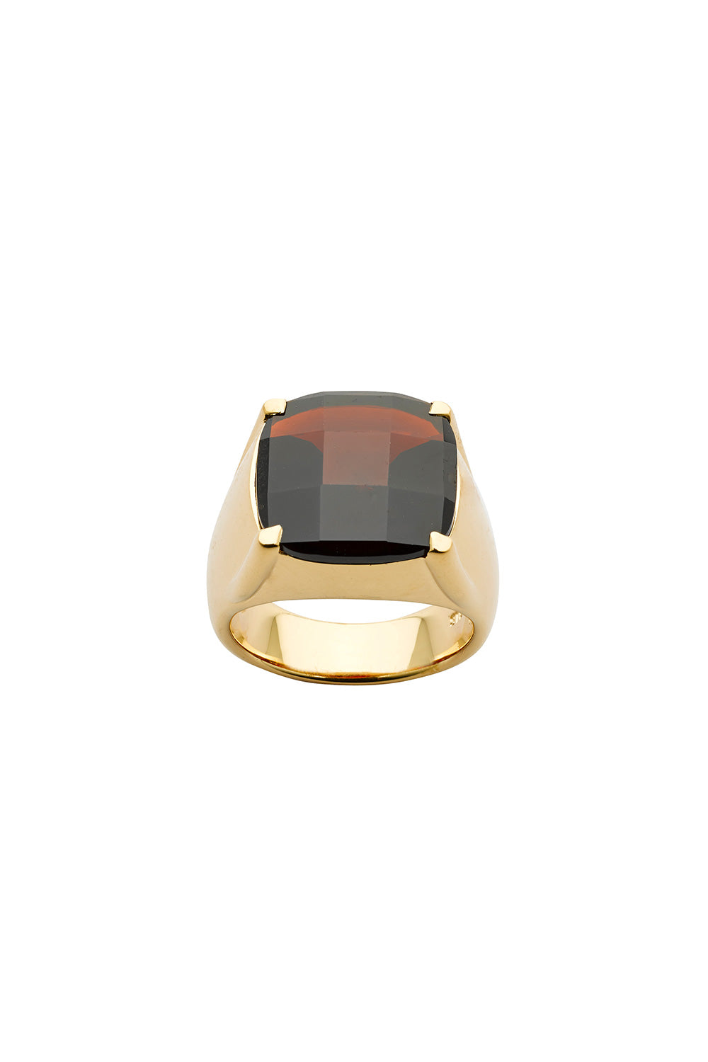 Chequerboard Ring 14mm Gold & Garnet