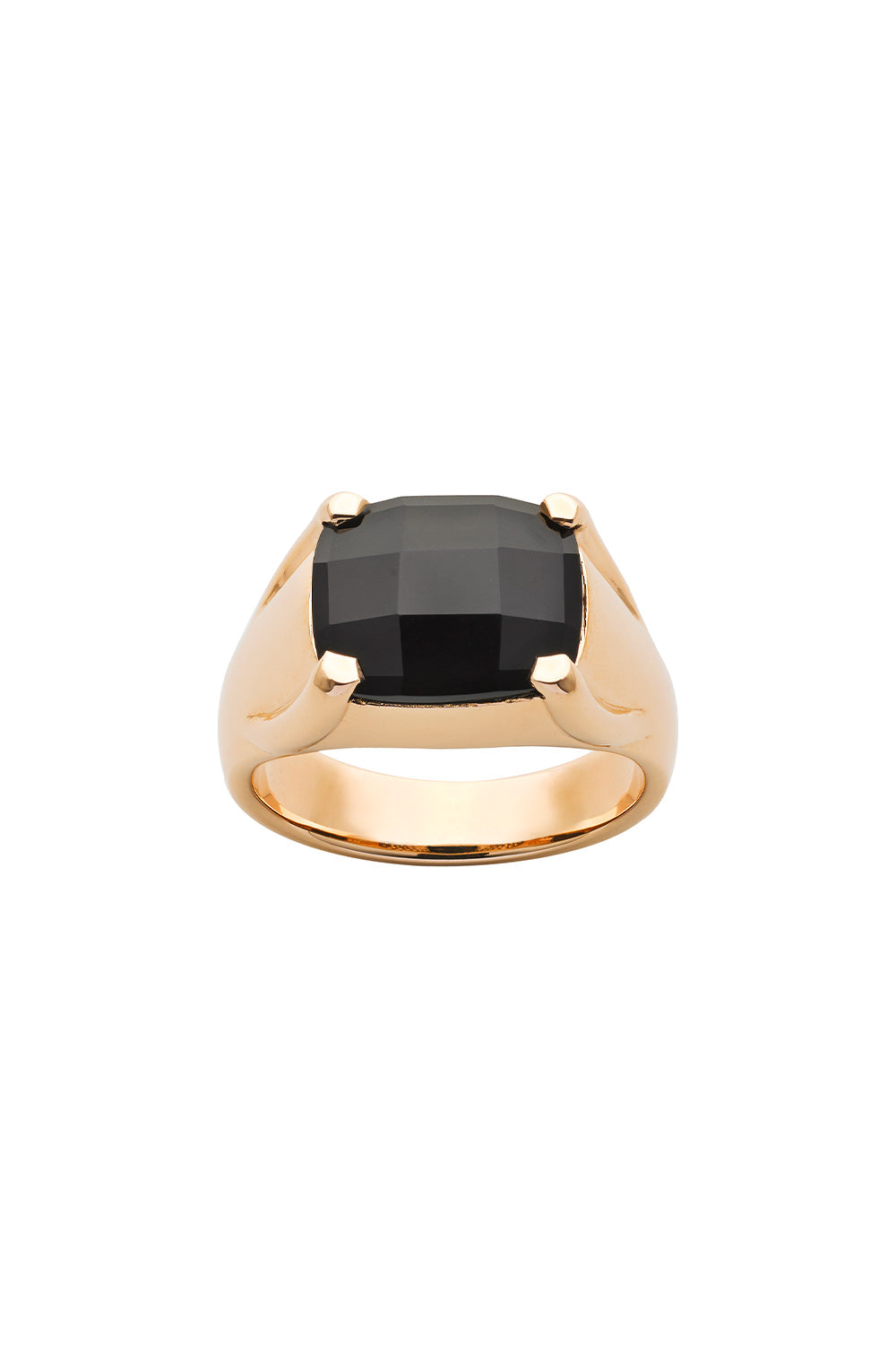 Chequerboard Ring 12 x 10mm Gold & Onyx