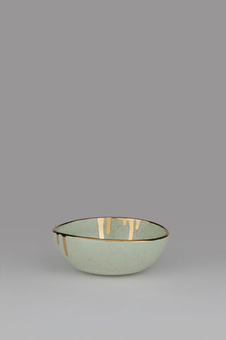 Large Ring Bowl with Gold Drip Rim