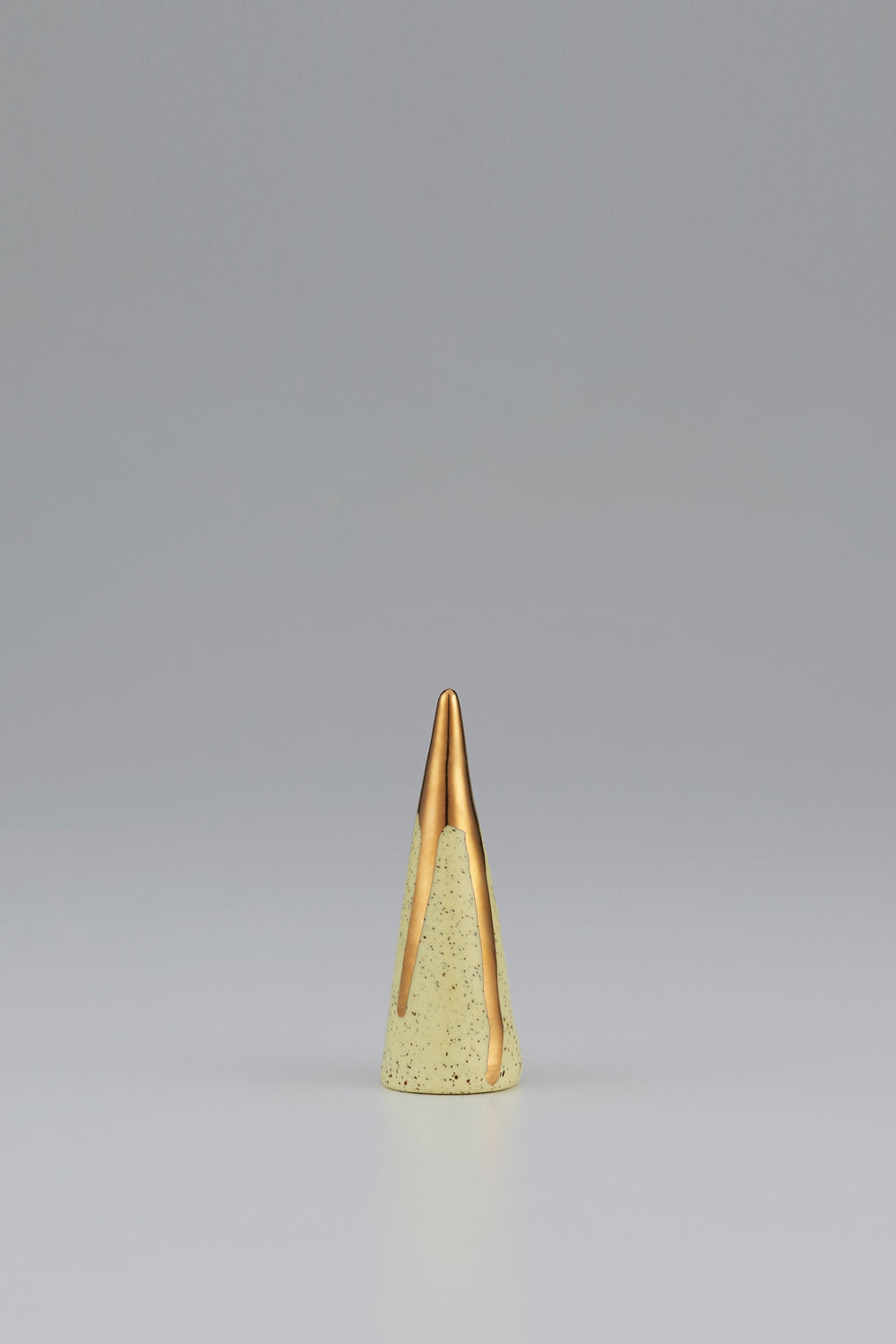 Ring Cone with Gold Drip Rim Speckled Yellow