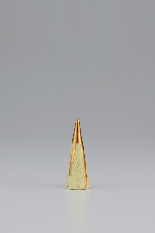 Ring Cone with Gold Drip Rim Speckled Yellow