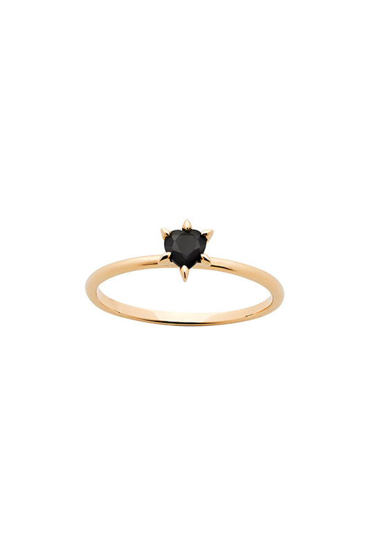 Cupid's Heart Mini Ring Gold Onyx