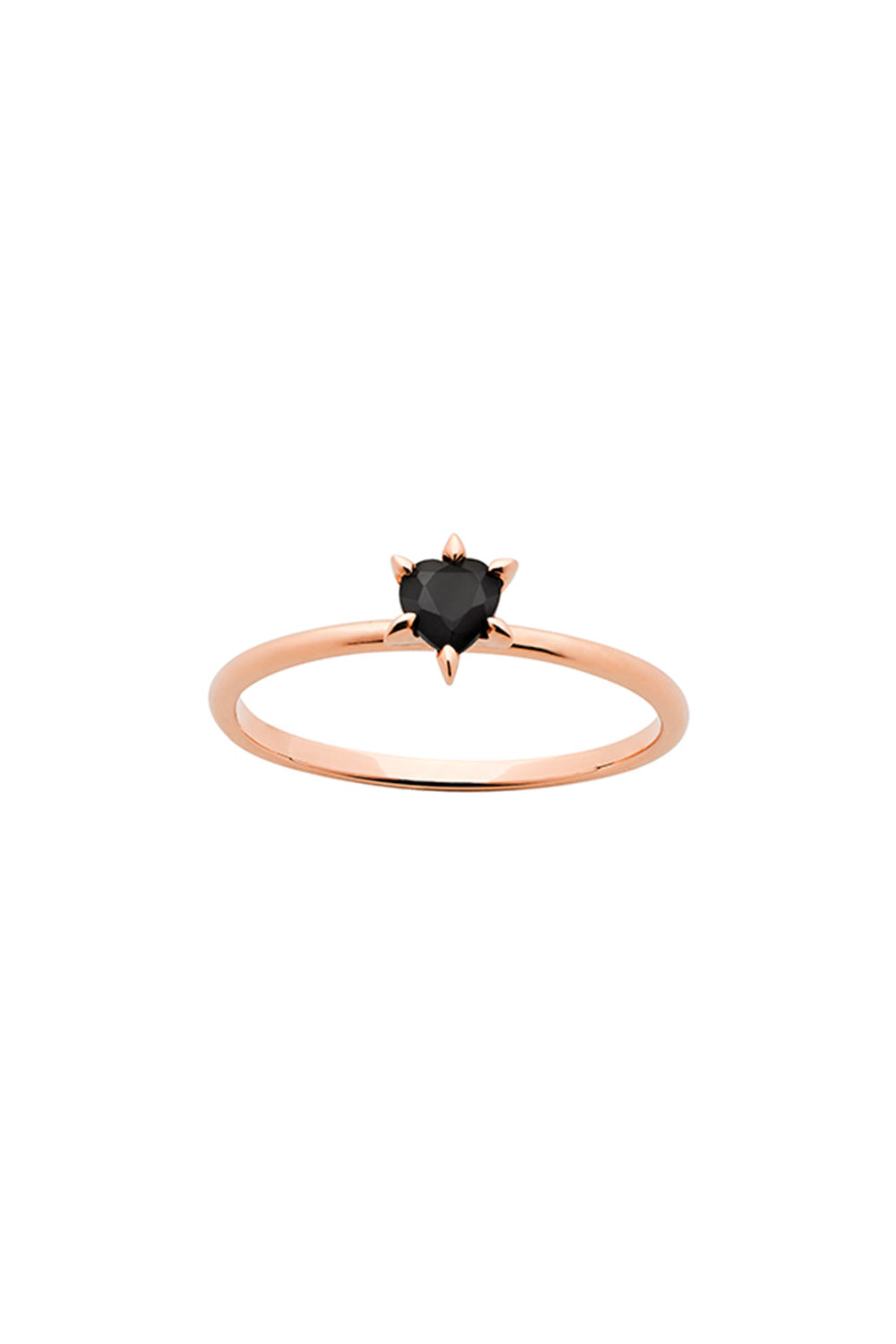 Cupid's Heart Mini Ring Rose Gold Onyx