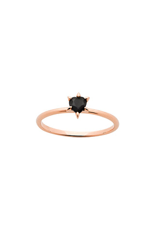 Cupid's Heart Mini Ring Rose Gold Onyx