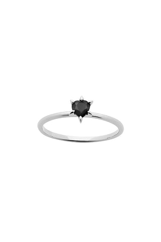 Cupid's Heart Mini Ring Silver Onyx