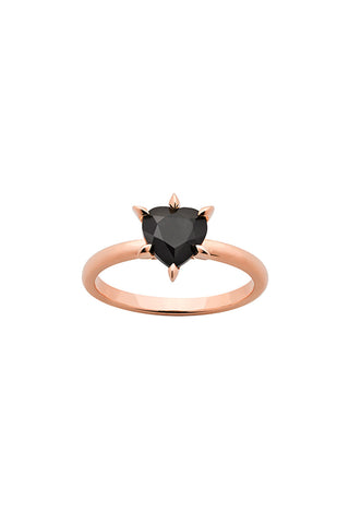 Cupid's Heart Ring Rose Gold Onyx