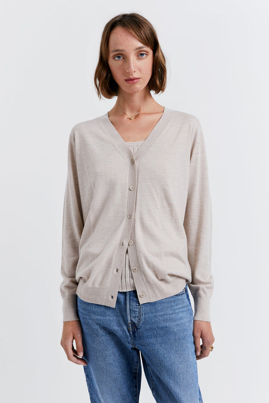 Daisy Cashmere Cardigan Oat Marle