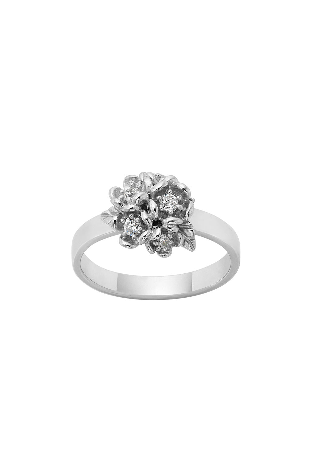 Diamond Posie Flower Ball Ring, 9ct White Gold, .24ct Diamond