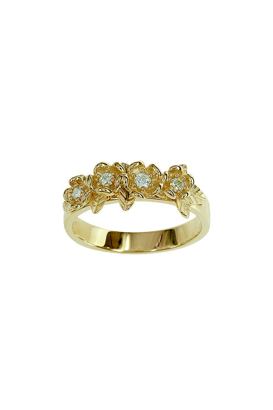 Diamond Posie Wreath Ring 9ct Gold, .13ct Diamond