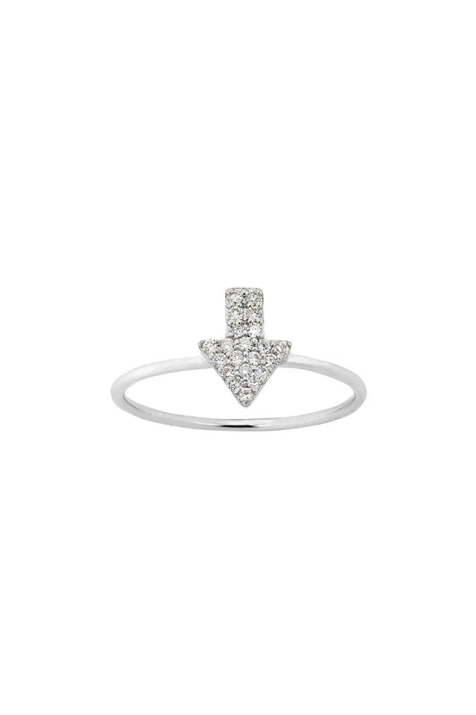 Diamond Superfine Arrow Ring, 9ct White Gold, .13ct Diamond