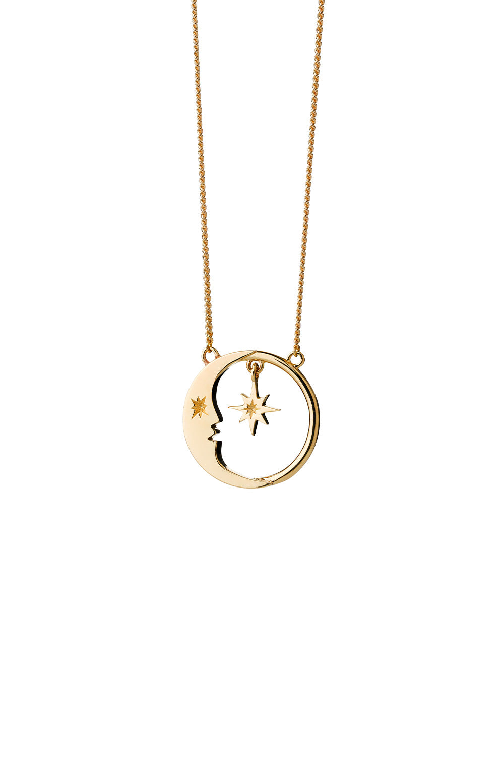 Eclipse Moon and Star Necklace Gold