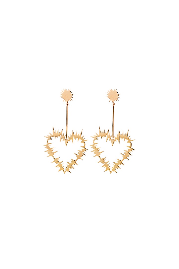 Electric Heart Drop Earrings Gold