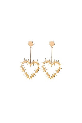 Electric Heart Drop Earrings Gold-Plated