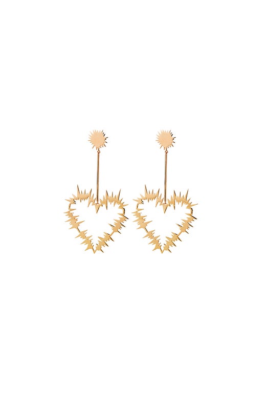 Electric Heart Drop Earrings Gold-Plated