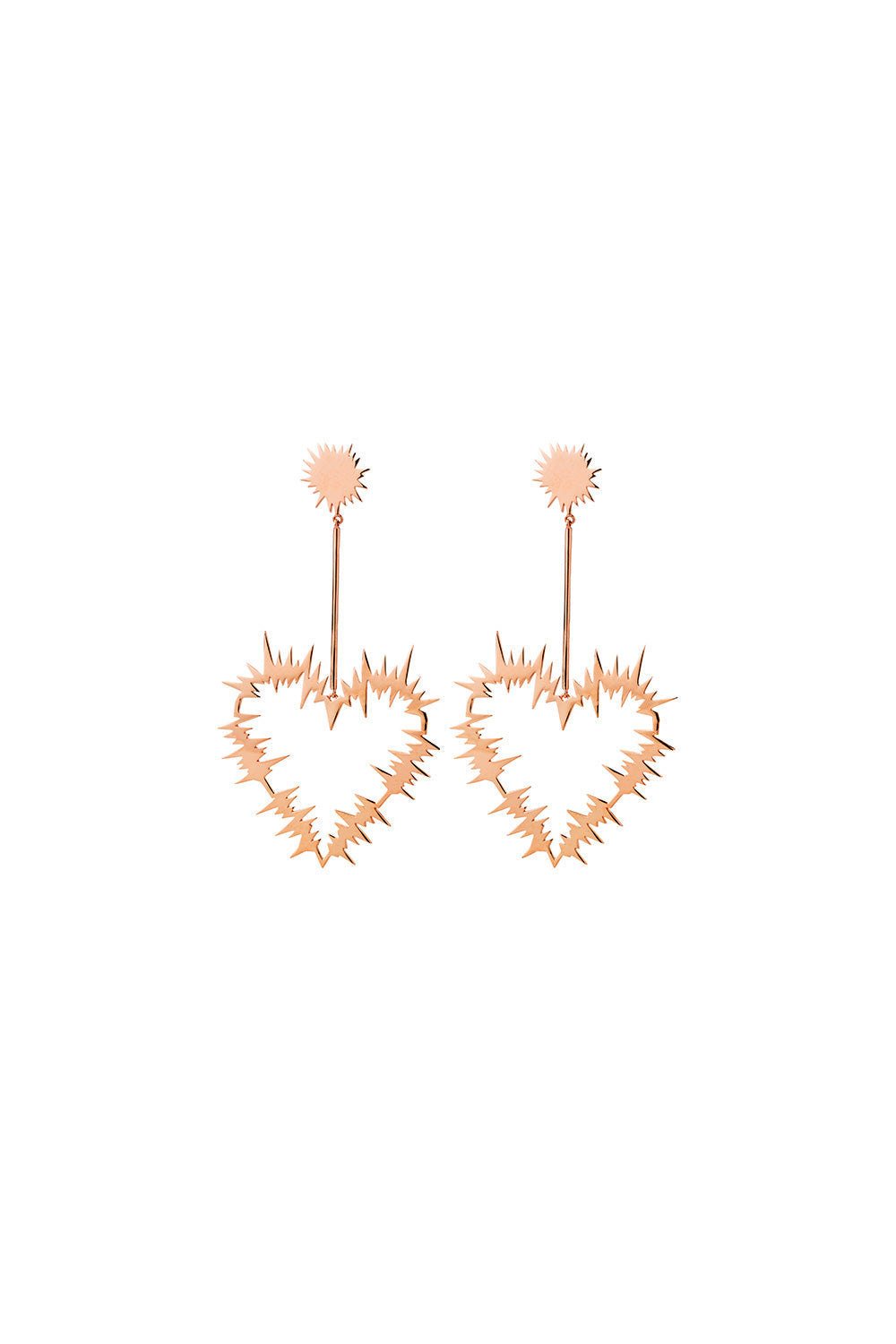 Electric Heart Drop Earrings Rose Gold