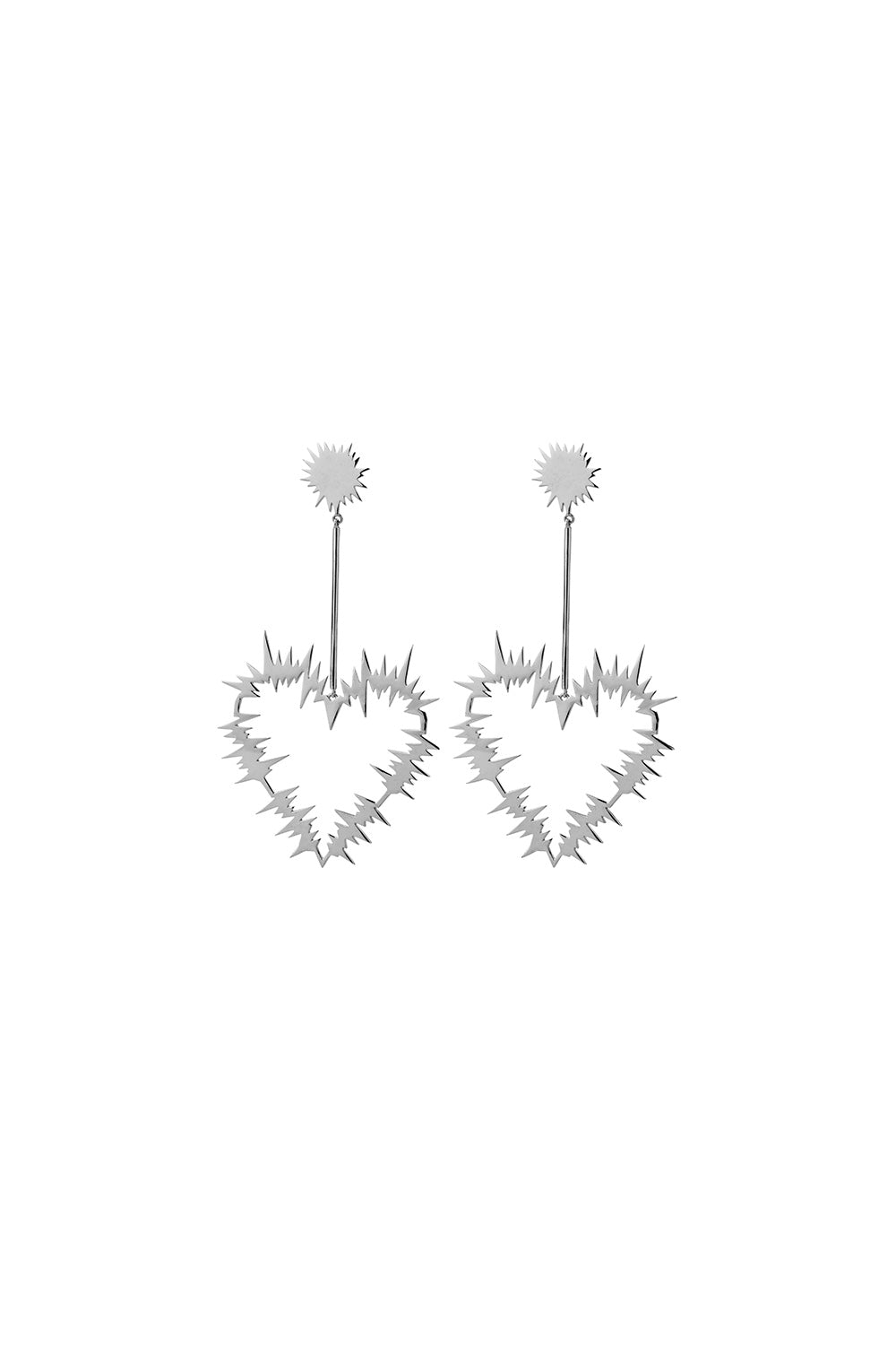 Electric Heart Drop Earrings Silver