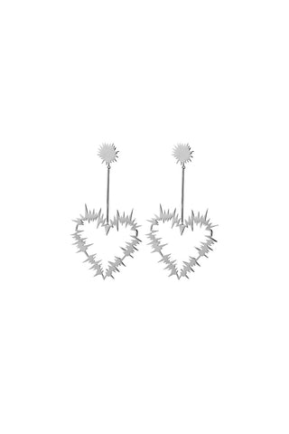 Electric Heart Drop Earrings Silver